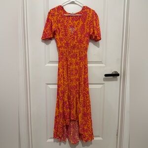 Anthropology | Vibrant Orange and Pink Women's Dress | Size Small